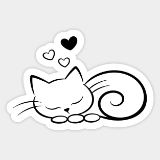 Minimal Sleeping Line Cat Art Sticker
